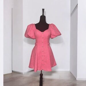 Chic Pink Puff Sleeve Mini Dress